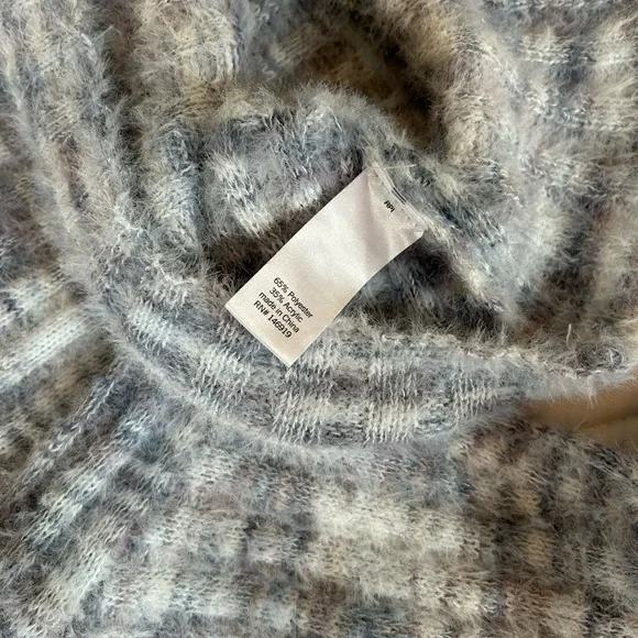 Y2K SO Light Blue Cropped Stretchy Ribbed Knit Sweater with Hood - Picture 7 of 7